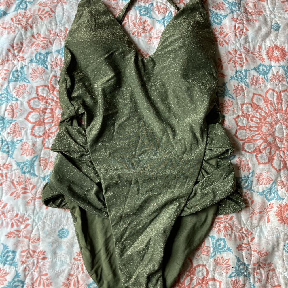 Soluna olive metallic gold one piece S